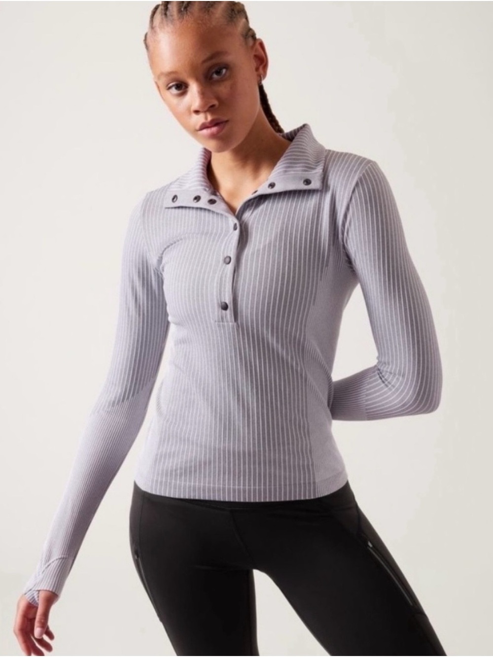 Athleta Gray Flurry Seamless Henley